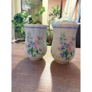 Laura Ashley Home Flowers Vanity Tumbler And‎ Toothbrush Holder Pastel Floral